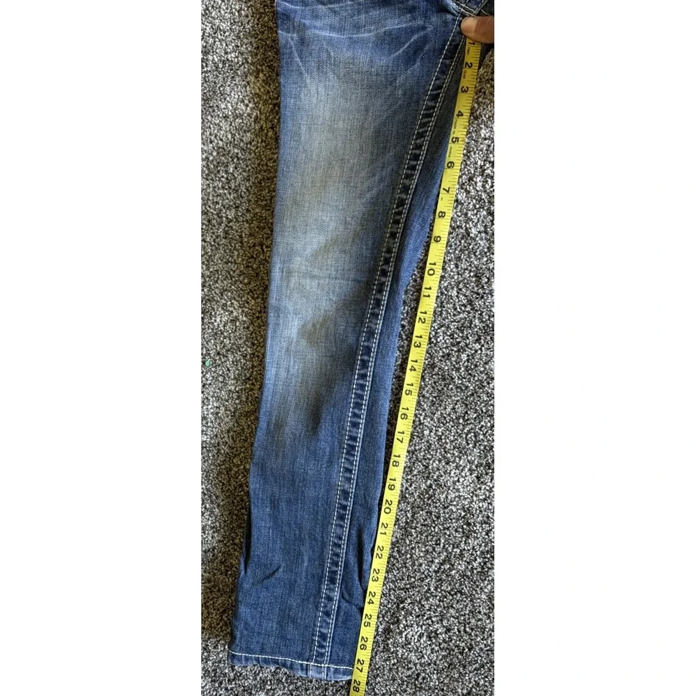 Miss Me Skinny Jeans Blue Bling Embellished Stretch Denim Girls Size 14 25